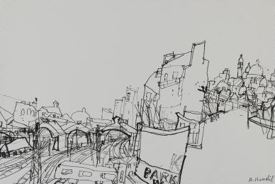 Paris, Bahnhofsgelände (Paris, la gare), 1967, dessin à la plume