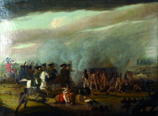 O. Meixner : Angriff französischer leichter Kavallerie auf österreichische Infanterie in der Schlacht bei Aspern 1809, (1813)