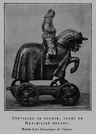 Chevalier de bronze à roulettes, jouet de Maximilien enfant