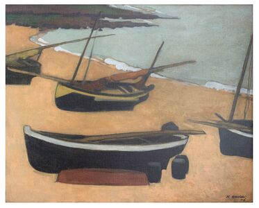 Heinrich Schröder, Bateaux à Étretat, 1909