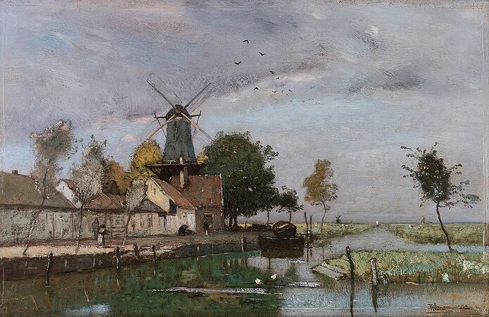 Canal hollandais avec moulin (avant 1904)