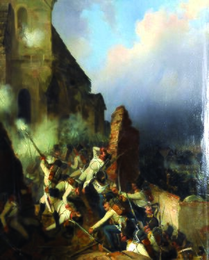 Wilhelm Richter (1824 – 1892) : Kampf um den Kirchhof von Aspern 1809