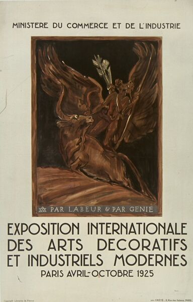 Fichier:2048px-Ministère du commerce et de l'industrie. Exposition internationale des arts décoratifs et industriels modernes affiche, Antoine Bourdelle.jpg