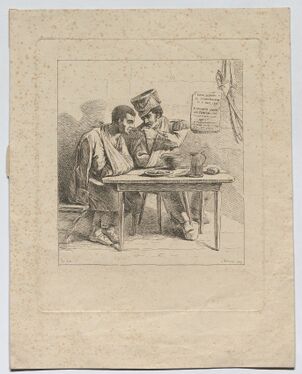 Inconnu, « Verwundete Franzosen bei der Menage ... », 1809